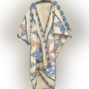 Patchwork Quilted One-Of-A-Kind Floor-length Cape with 250 hand sewn Crystals